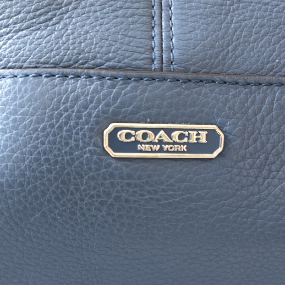 Coach Dark Blue Leather Tote - Picture 4 of 10